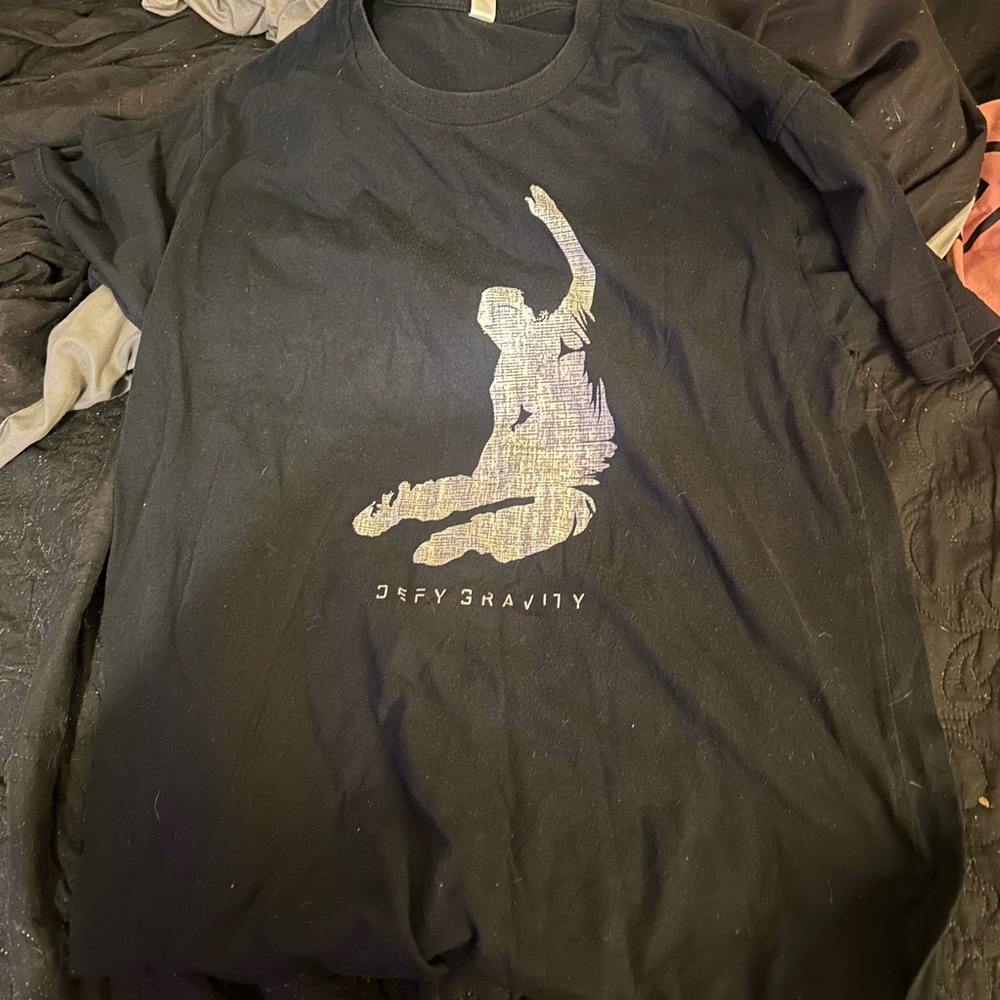 Black Graphic T-Shirt with Silver Design